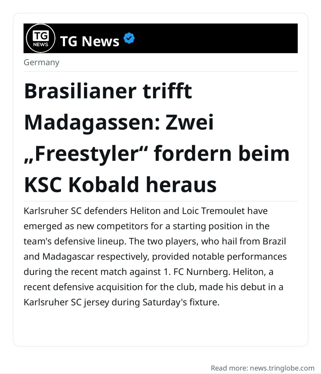 Brasilianer trifft Madagassen: Zwei „Freestyler“ fordern beim KSC Kobald heraus