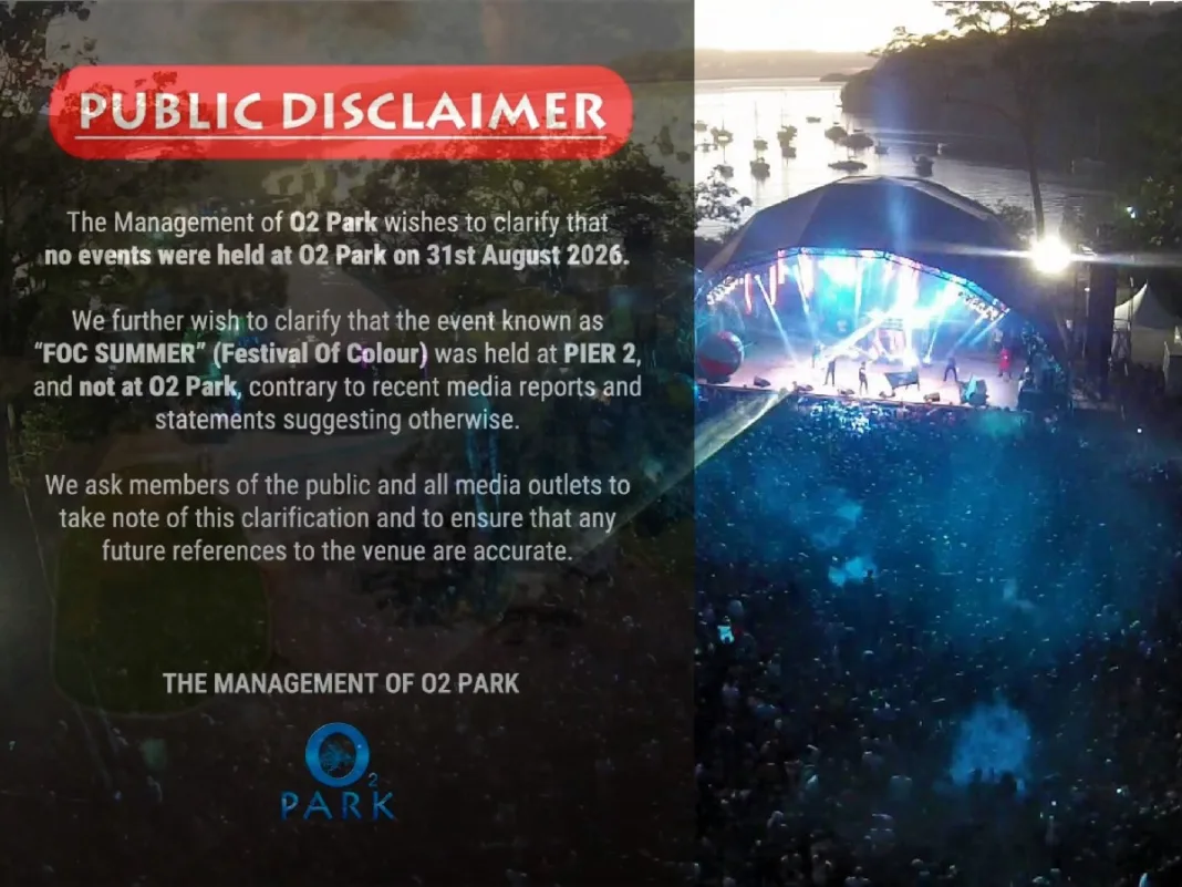 O2 Park denies hosting the FOC Summer 2026 event.