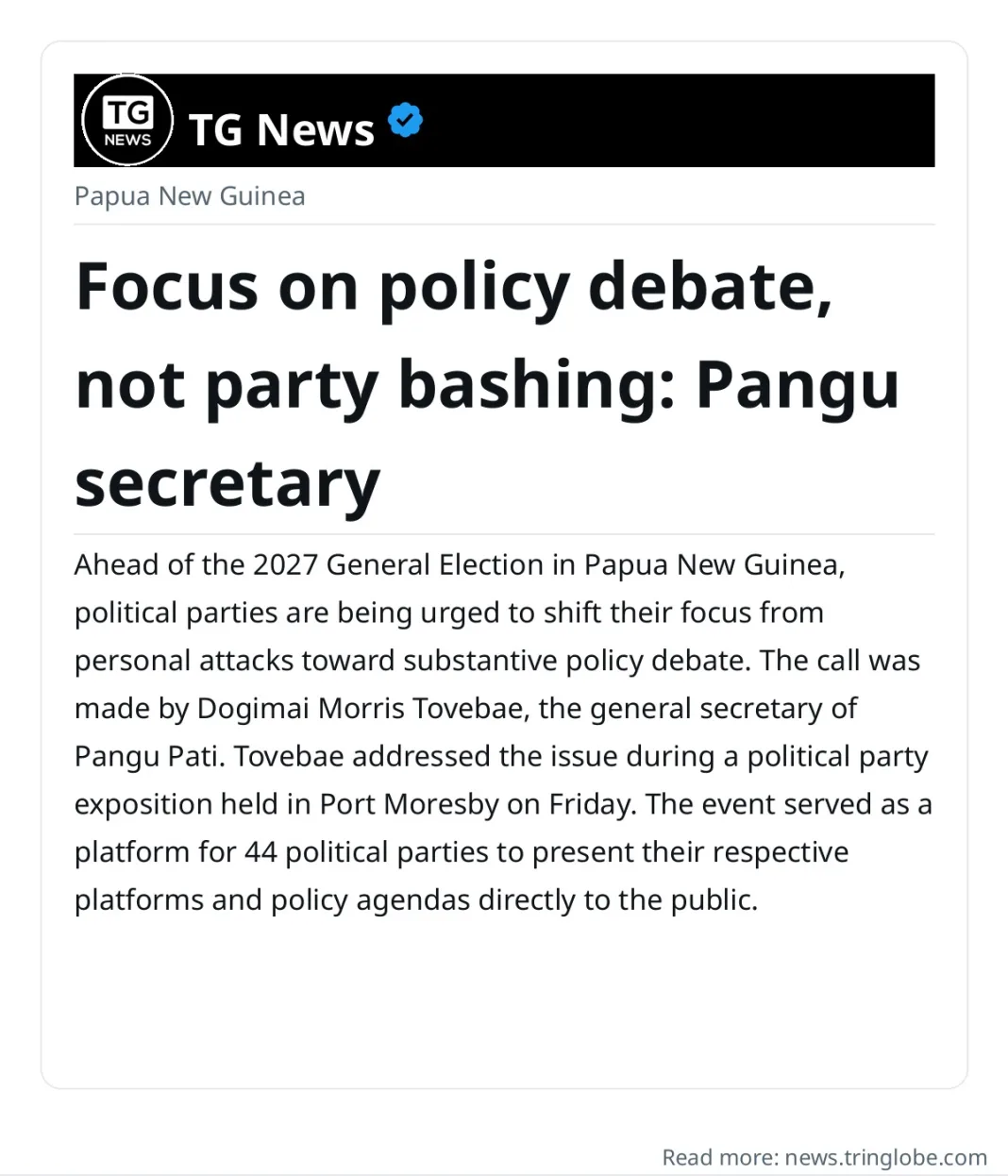 Focus on policy debate, not party bashing: Pangu secretary