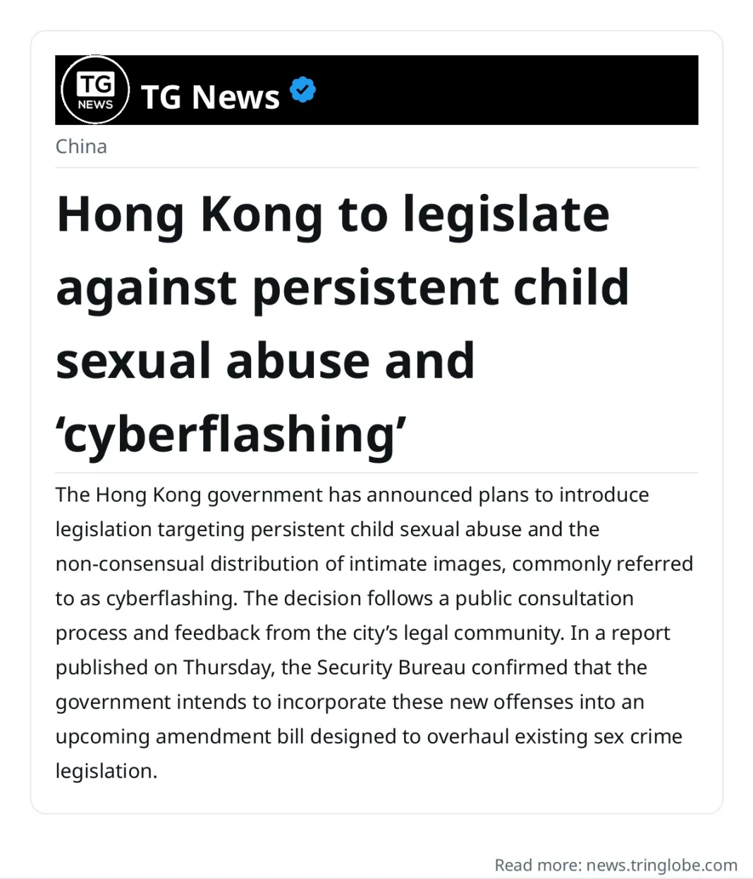 Hong Kong to legislate against persistent child sexual abuse and ‘cyberflashing’