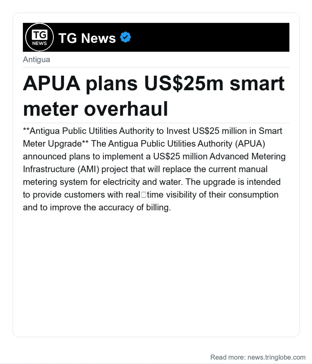 APUA plans US$25m smart meter overhaul