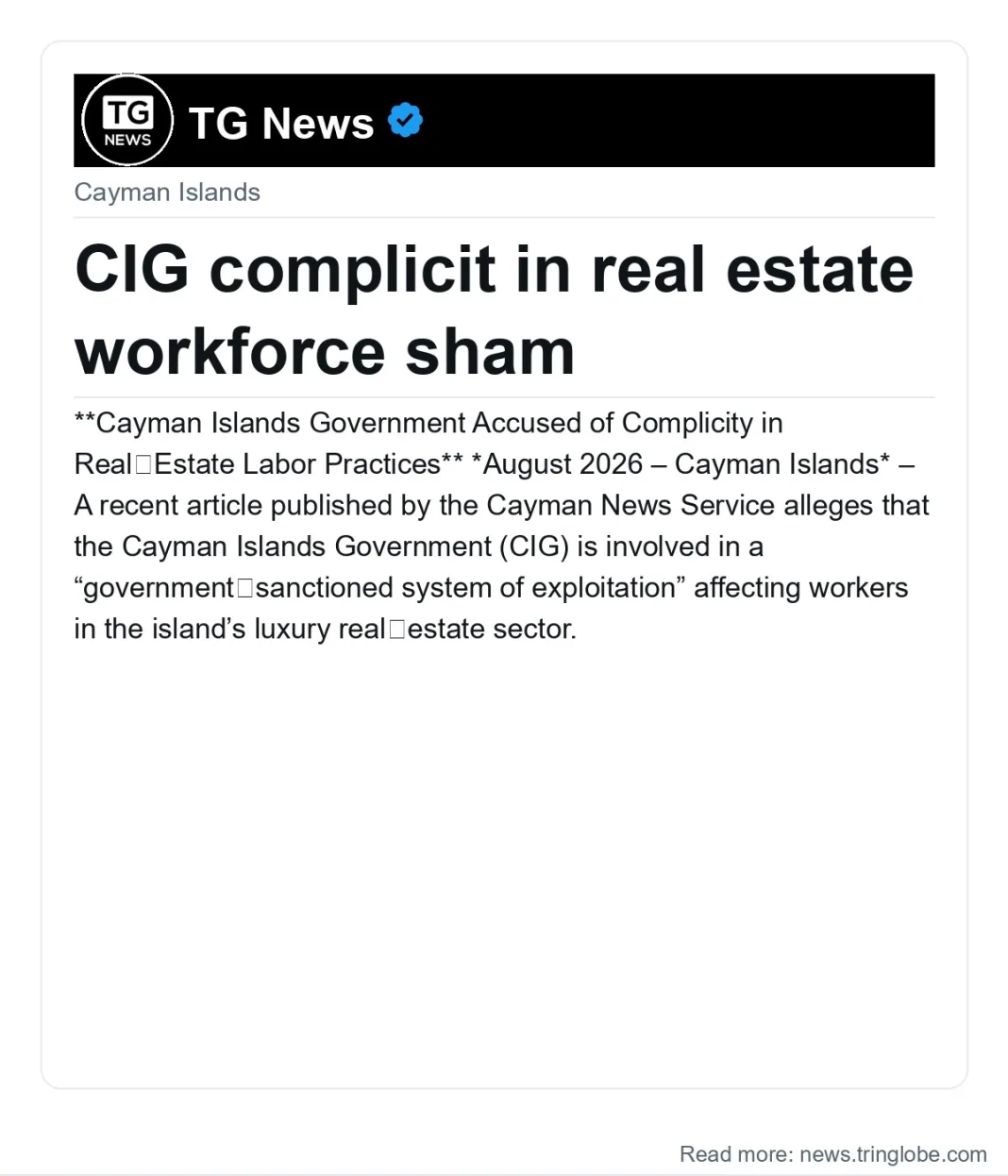 CIG complicit in real estate workforce sham