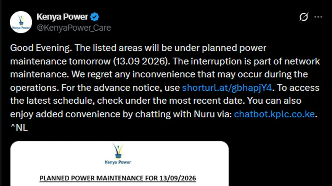 KPLC lists areas in 4 counties to experience power outages on Sunday, September 13