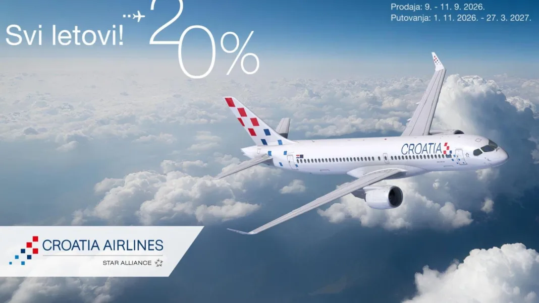 Ove jeseni i zime letimo jeftinije: Croatia Airlines ima akciju 20% popusta na sve letove