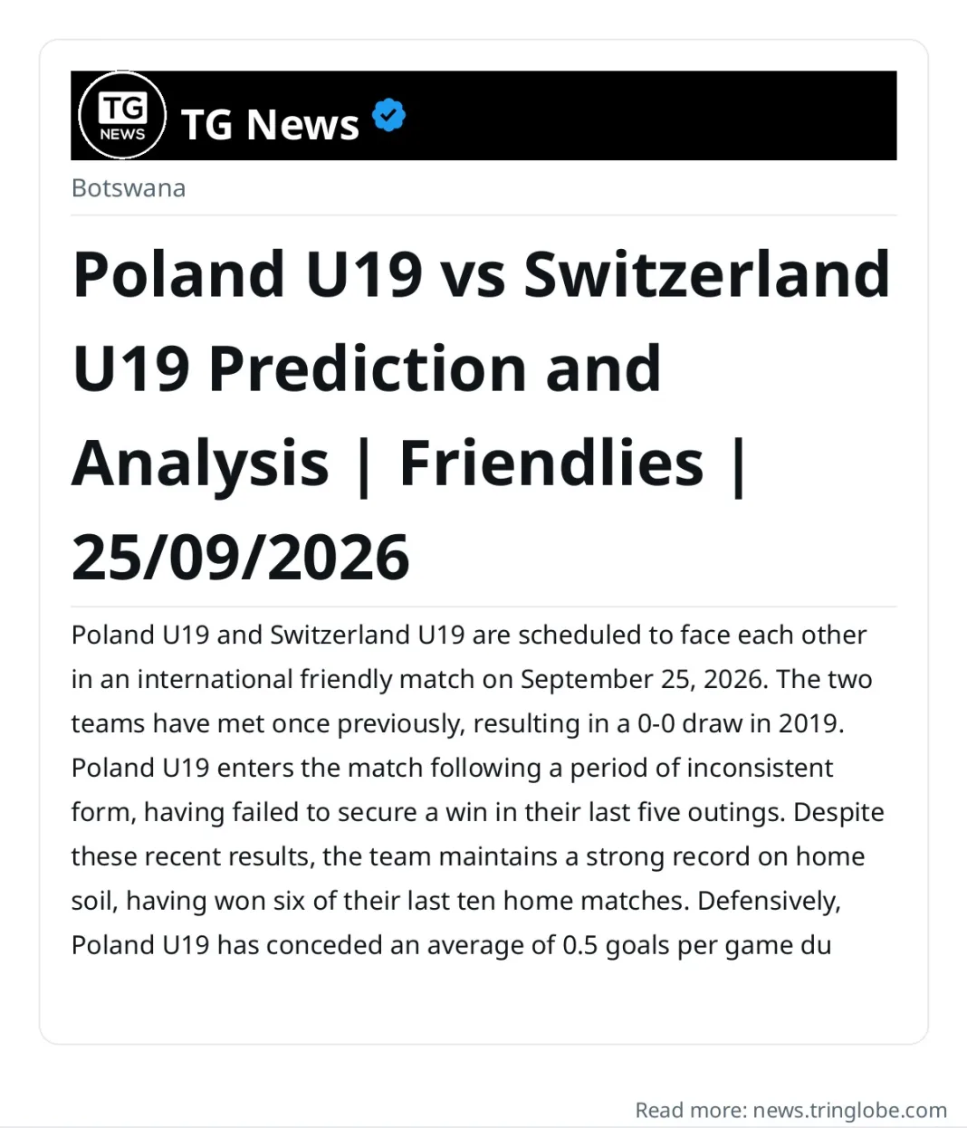 Poland U19 vs Switzerland U19 Prediction and Analysis | Friendlies | 25/09/2026