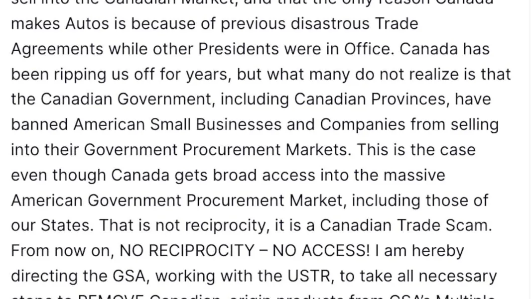 Donald Trump ne se contente plus de tarifs et compte carrément interdire certains produits canadiens