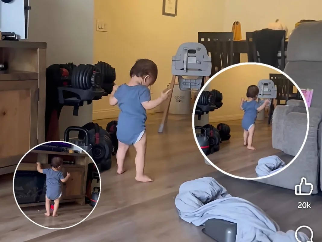 Baby Realises He Can Walk And His Reaction Melts Hearts