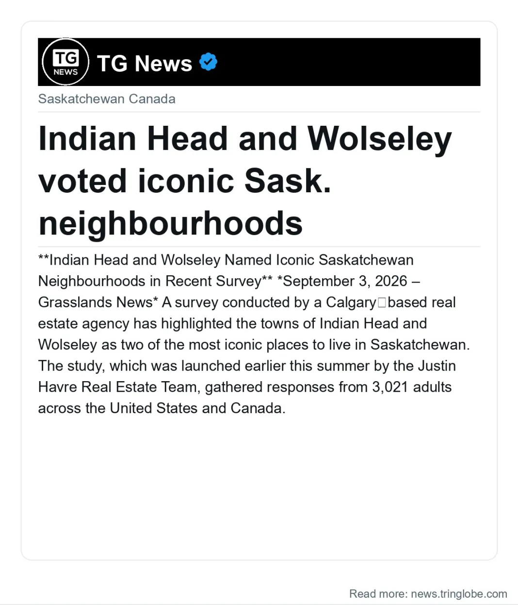 Indian Head and Wolseley voted iconic Sask. neighbourhoods