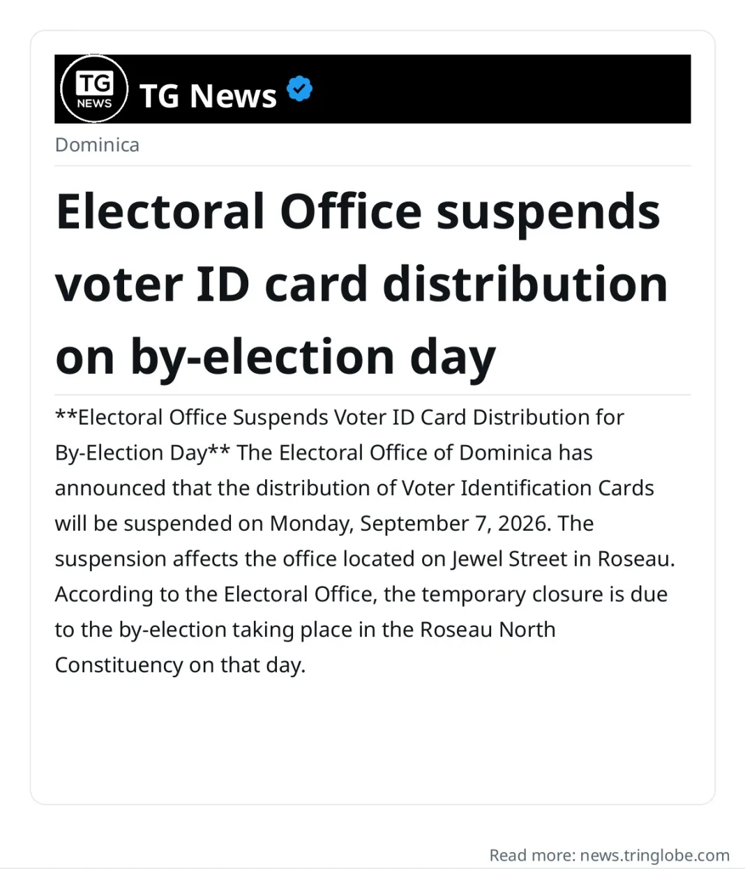 Electoral Office suspends voter ID card distribution on by-election day