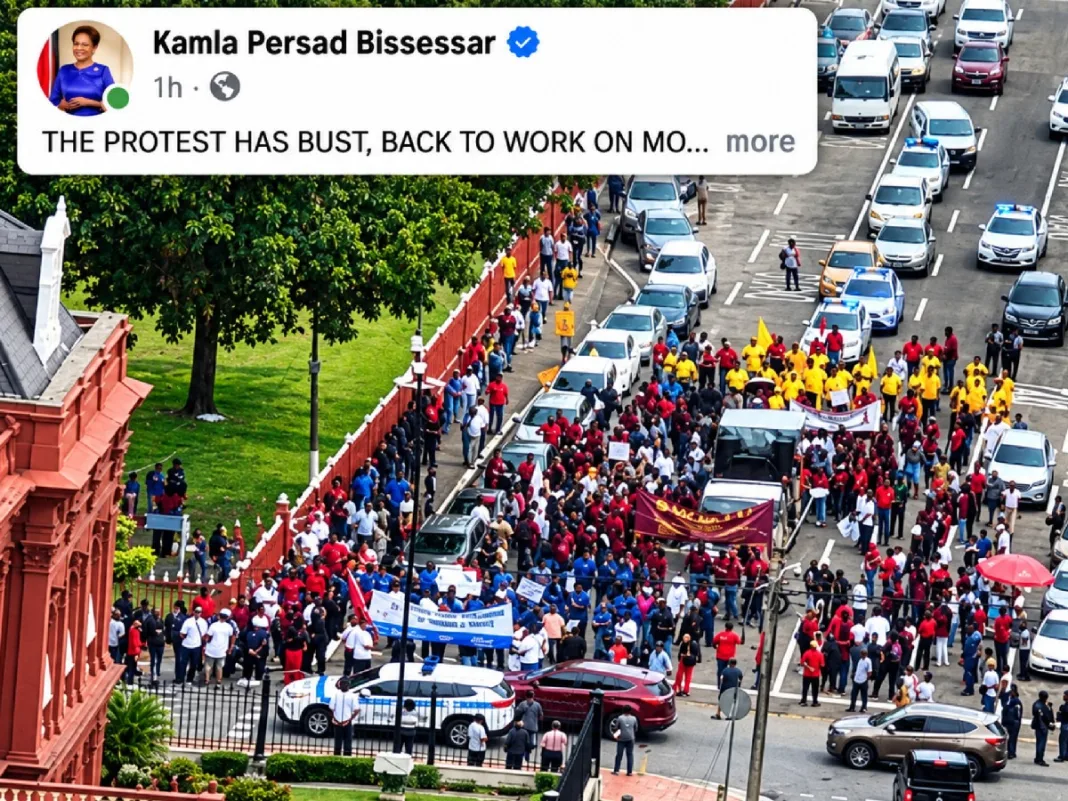 Prime Minister dismisses march, thanks police and addresses protesting workers.