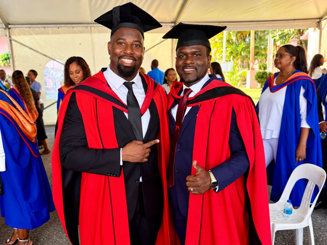 Two schoolmates celebrate doctorates twenty-two years after leaving Gasparillo Composite.