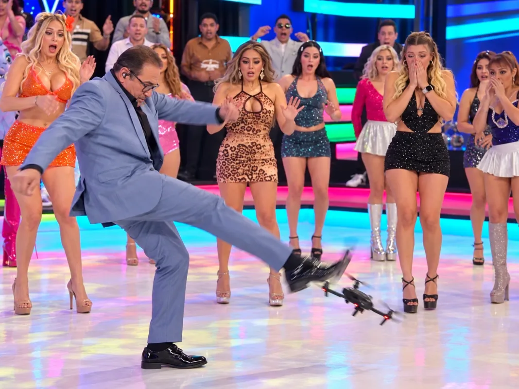 TV Host Kicks Studio Drone Live On Air, Sends It Smashing Into A Model’s Face