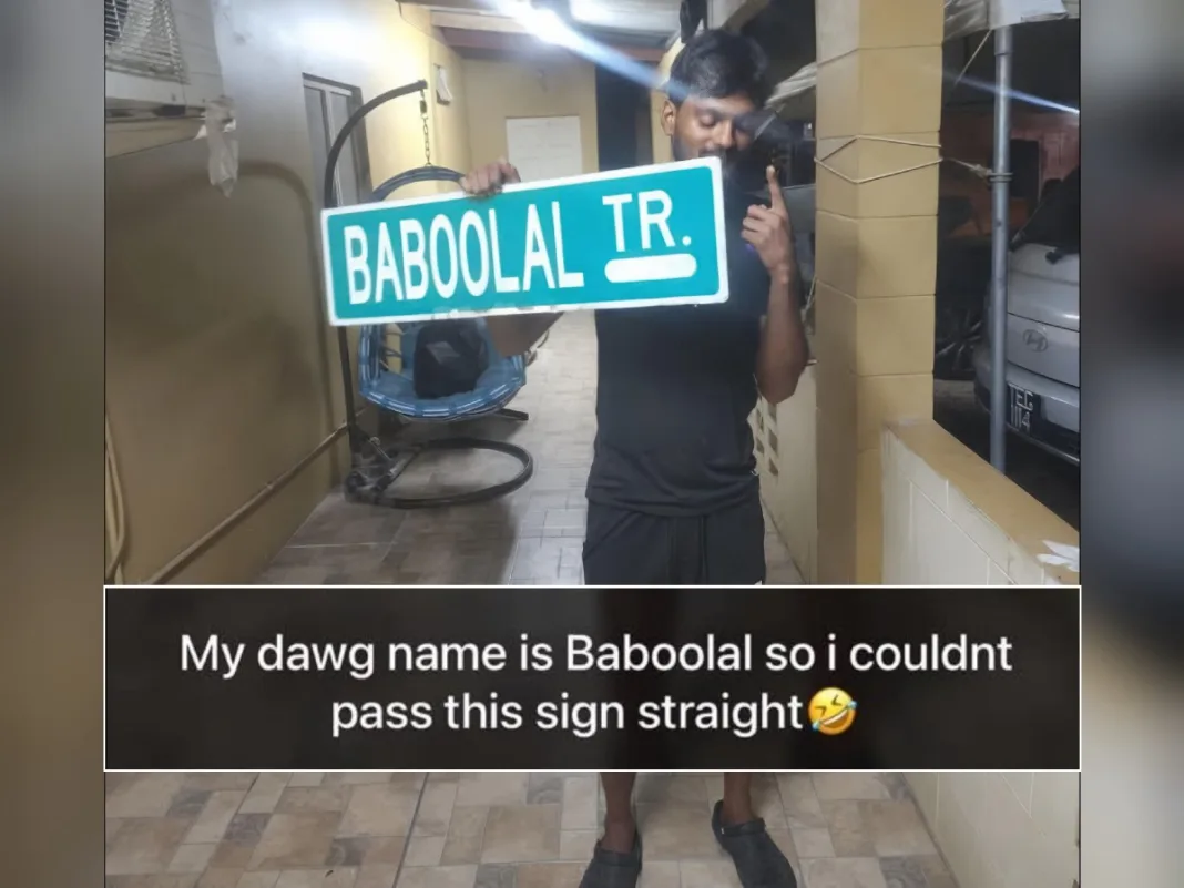 Baboolal Trace Road Sign Returned Following Residents’ Public Appeal