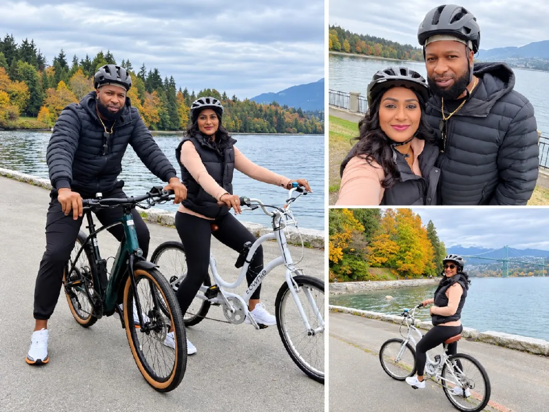 Kieron Pollard Enjoys Scenic Vancouver Bicycle Ride With Wife During Relaxing Canadian Getaway Together