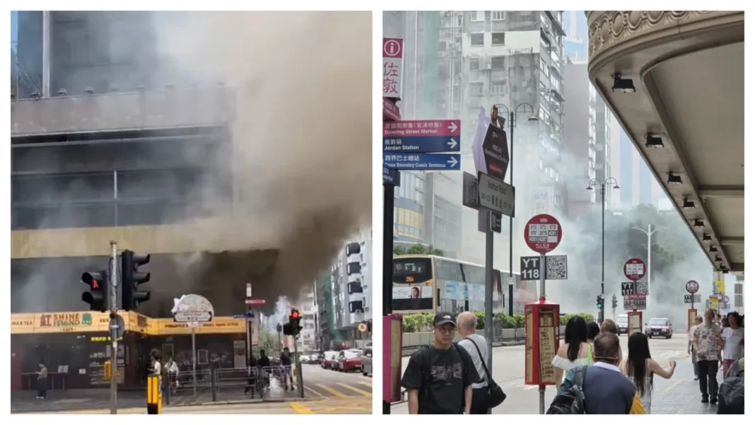 佐敦彌敦道餐廳起火 濃煙湧街頭