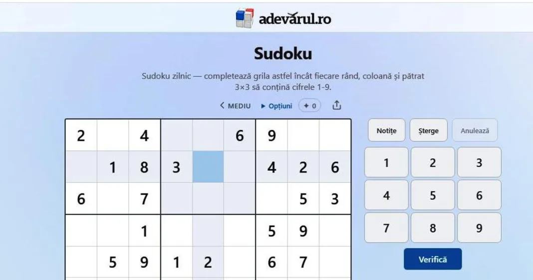 Provocarea zilei de vineri, 16 octombrie. Cât de bine te descurci la Sudoku?
