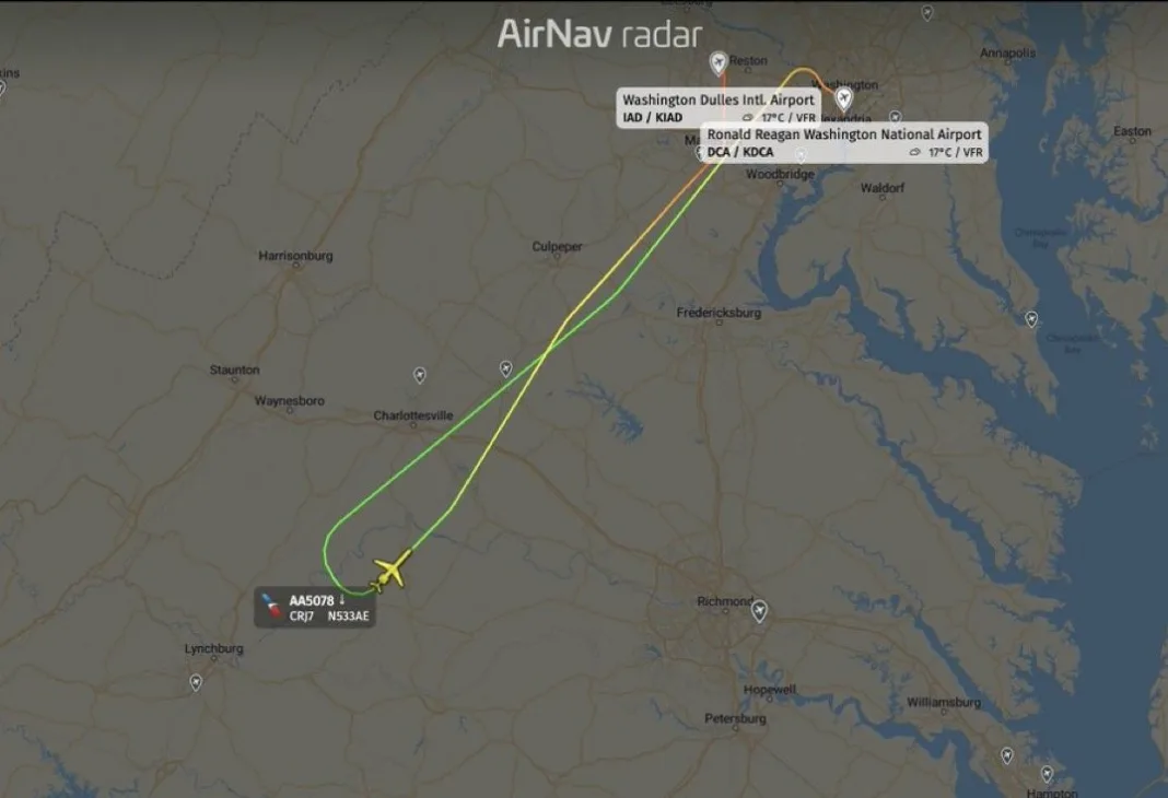 American Eagle AA5078 Diverts to Dulles, Virginia, After Flight Attendant Falls Ill