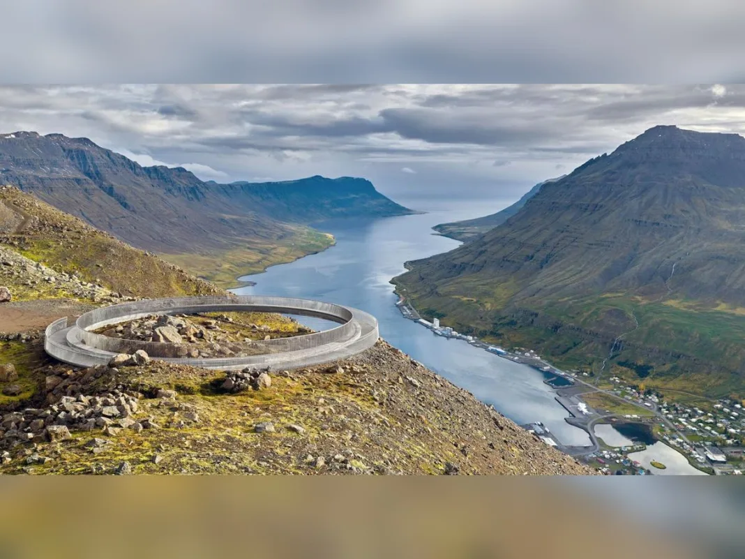Viking-inspired circular walkway opens above Iceland’s dramatic fjord town